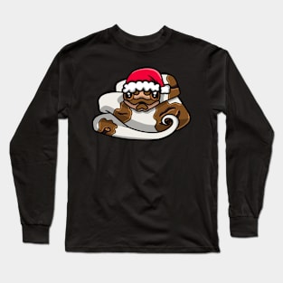 Cute Piebald Ball Python in Santa Hat Long Sleeve T-Shirt